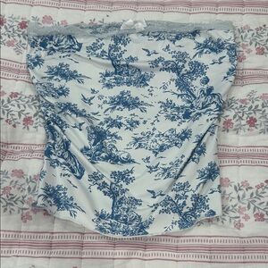 SHEIN Blue and White Toile Print Top